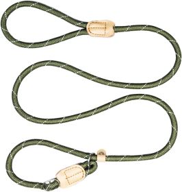 Dog Leash Durable Slip Training Lead Heavy Duty 6 FT Comfortable Strong Reflective Rope Slip Leash for Small Dogs Green (size: S-3/8")