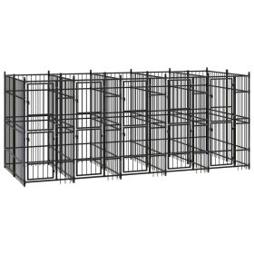 Outdoor Dog Kennel Steel 99.2 ftÂ¬â‰¤ (Color: Black)