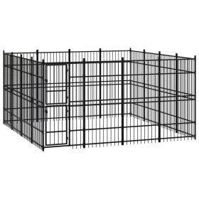 Outdoor Dog Kennel Steel 158.8 ftÂ¬â‰¤ (Color: Black)